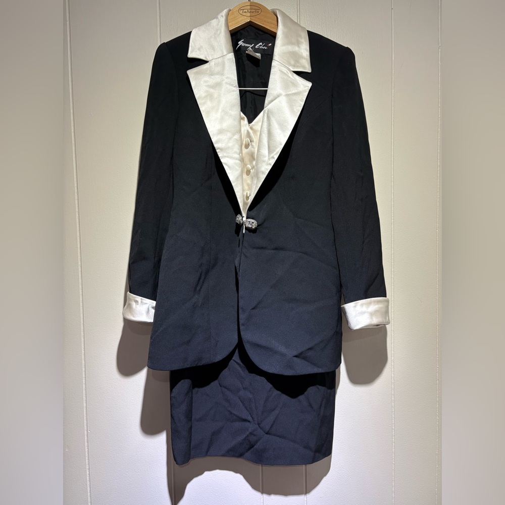 Sunny Choi black ivory satin dress suit 4 90’s y2k